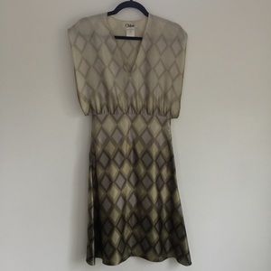 CHLOE Silk Mini Dress 100% Silk Ombré Patterned